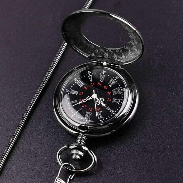 Black Retro Skeleton Smooth Mechanical Pocket Roman Numeral Dial Men's Manual Winding Pendant Watch Fashion Luxury Gift