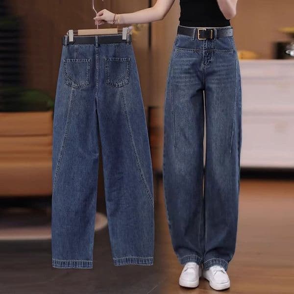 Retro Women's Jeans 2026 New Fashion Versatile Casual High-waisted Slimming Straight Designer Pants Pants Narrow Version Curved Wide-leg Pants