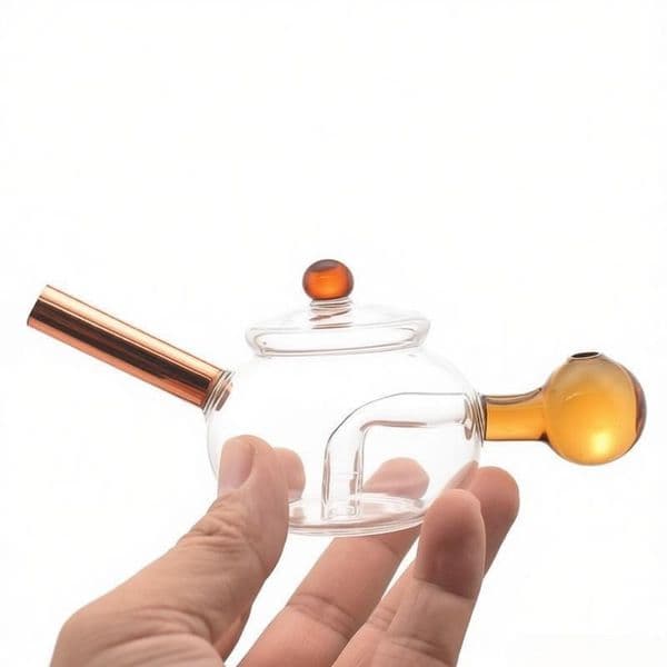 Travel colorful Mini Tea Pot Beaker Water Pipe Hookah Glass Oil Burner Bong Thick Glass Smoke Filter Kits Shisha Bongs for Smoking