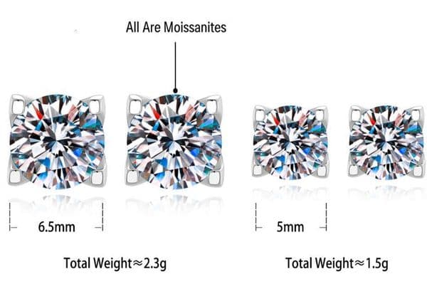 S925 Sterling Silver Moissanite for Women Classic Bull Head Simple Four-Prong Platinum Plated Earrings Live Streaming Hot Item