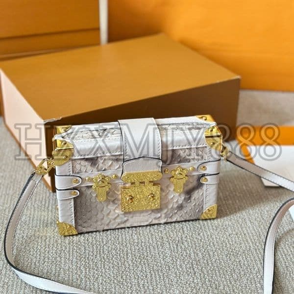 SS Womens Mens Luxurys Designer High Quality Soft Trunk Square Box Wallets Cowhide Tote Paintings Handbag Shoulder Crossbody Bag Card Holder Pouch CM