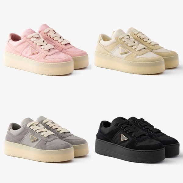 Downtown Bold Re-Nylon and suede Sneakers Designer Platform shoe Trainers Women luxury outdoor Casual track run Shoes fashion soccer golf athletic sport dress shoes