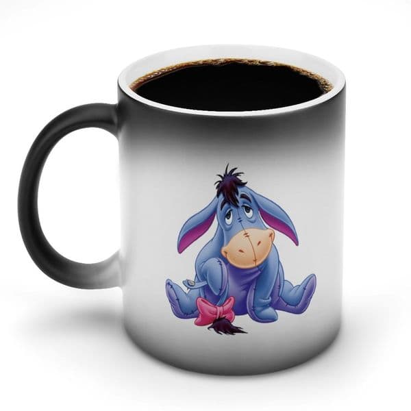 Eeyore Winnie The Pooh Mugs Discoloration Drinking Mug Disney Cartoon Ceramic Coffee Cup Funny Magic Cups Heat Changing Mug with Handle Unique Gifts