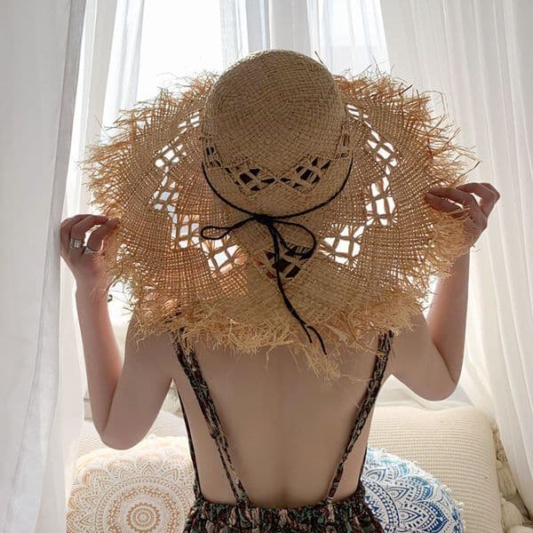 Cross-Border for Women, British Style Raffia Straw Summer Vacation Beach Hat, Protection Sun Hat ddmynov