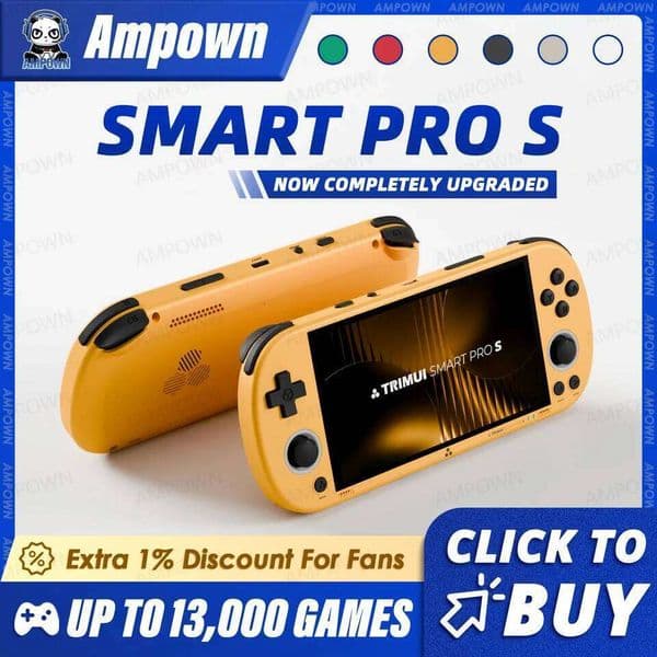 TRIMUI SMART PRO S Handheld Console 4.96''IPS Screen Allwinner A523 Processor Hall Joystick RGB Lighting TG5050 Game Player 26W0325