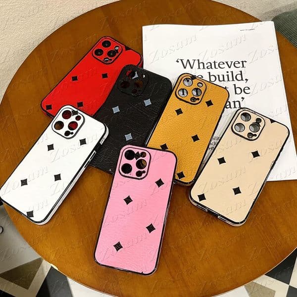 Luxury Full Leather Designer Print Phone Case for iPhone 17 Air 16 15 14 Plus 13 12 11 Pro Max 360 Degree Protection Camera Anti-scratch Luxury Cover 17pro 16pro iPhone15