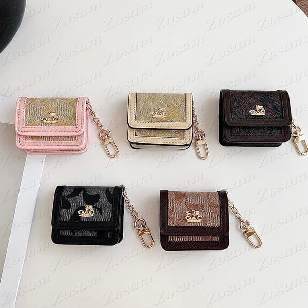 Luxury Universal Earphone Protector Case for Airpods 1 2 3 4 Pro Pro2 Pro3 Leather Mini Purse Wireless Charging House Storage Bag Anti-drop Clasp Designer Print Cover