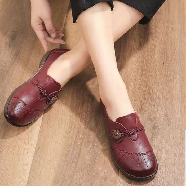 Ddmysports Soft Leather Women S Retro Ethnic Style Mothers Spring New Model Soft Soled Comfortable Casual Shoes For Middle Aged And Elderly Outdoor