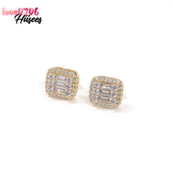 Hot Sale Square Baguette Cut Moissanite Earring Screw Stud Earring Jewelry Gift Party Women Man Earrings Wholesale
