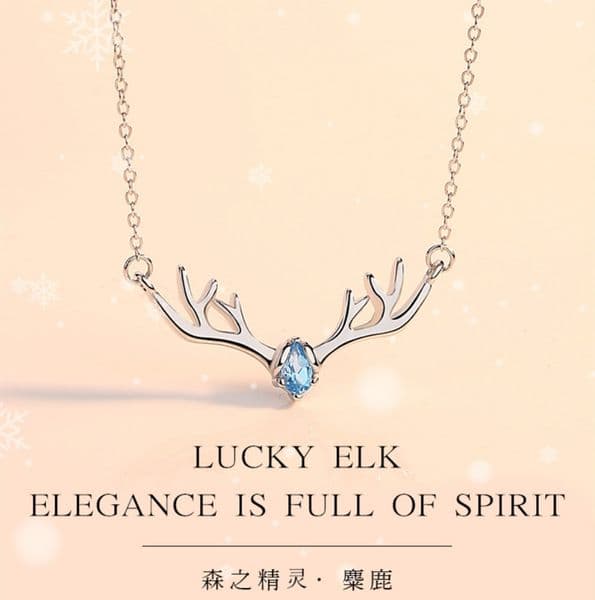 Silver-plated Antler Necklace Women's All The Way with You Diamond-encrusted Small Elk Collarbone Chain Simple Fashion Jewelry
