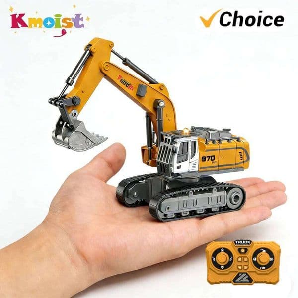 1/64 Mini Desktop RC Car Toy Alloy Remote-controlled Crawler Excavator with Light and Sound Toys for Boys Kids Birthday Gifts