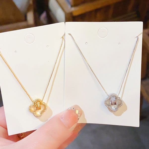 Luxury Brand Designer Jewelry Luxury Brand Designer Jewelry New Four-Leaf Clover Lucky Bead Necklace Niche Light Luxury Internet Celebrity Same Style Collarbone