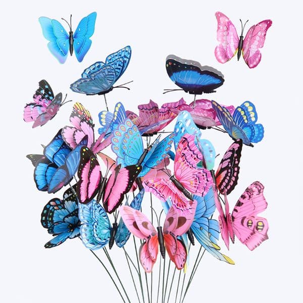 10pcs Large Butterfly Garden Yard Planter Colorful Waterproof 3D Butterfly Stakes Decoracion Outdoor Decor Party Garden Decorati