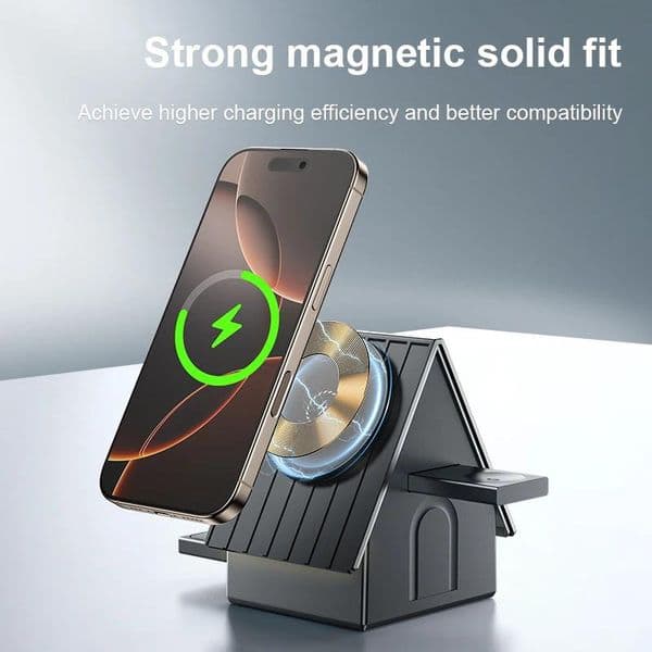 3 In 1 Magnetic Wireless Charger Stand For iPhone 17 16 15 14 Pro Max for Apple Watch 9 8 for AirPods Pro Fast Charging Station Wireless