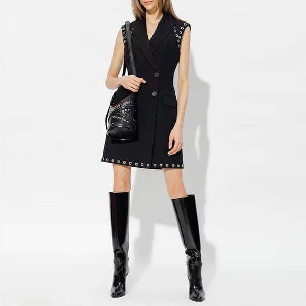 S6 Summer new designer fashionable high-end perforated sleeveless slim fit elegant commuting suit dress