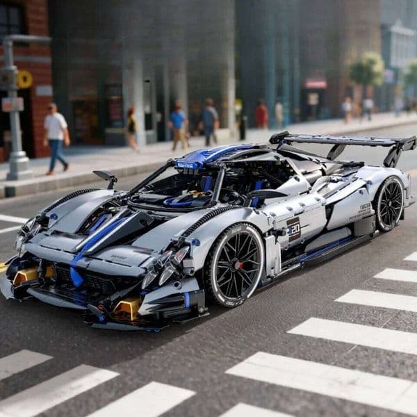 TOYLINX 3526pcs Silver-Blue Technic Racing Building Blocks Set 1:8 Scale Super Sports Car Model Ideal Bricks Boy Gift
