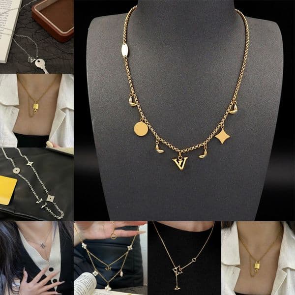 with box luxury necklace trendy plated gold necklace delicate chic daily party matching holiday gift premium jewelry diamond necklaces shiny dainty zl022