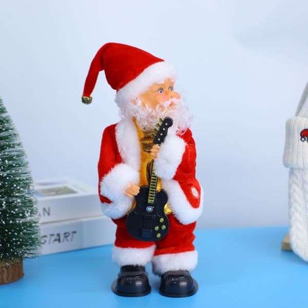 Music Dancing Santa Claus Guitar Battery Powered Christmas Animated Character Swinging Hips Music Toy