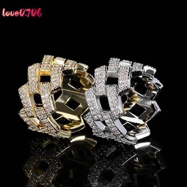 XILIANGFEIZI Euro-American Luxury 14mm Diamond-shaped Cuban Ring silver VVS Moissanite Mens Ring Wholesale