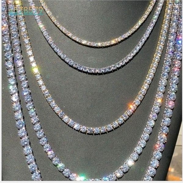Hip Hop Mens Iced Out Diamond Tennis Chain Necklace Gorgeous Gold Icy Diamonds Choker Chain Necklace Bling Jewelry