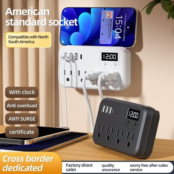 Best-Selling 8-in-1 US Travel Plug, Multifunctional USB Adapter Socket for Study Abroad