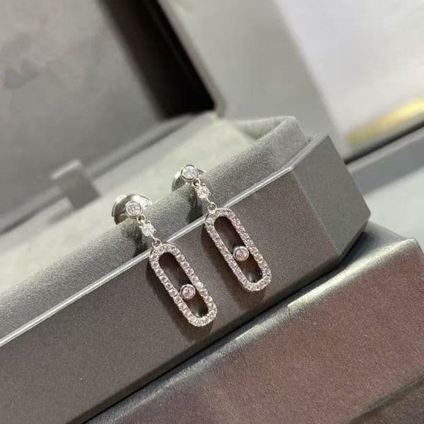 Sliding diamond-studded earrings for women, high-end diamond earrings and jewelry