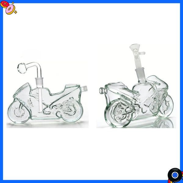 USA Popular Motorcycle Shape Glass Oil burner water Bongs Pipes Bubbler Hookahs Smoking Beaker Water Bong with 14mm smoking tobacco Banger bowl