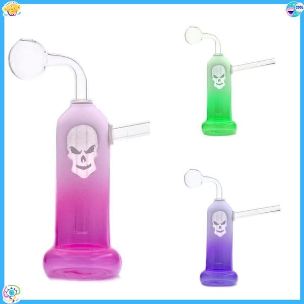 Newest Rainbow Colorful Skull logo glass Oil Burner Bubbler Pipe Mini Percolator Water Bongs Hookah Bubblers Recycle Portable Hand Smoking banger bowl