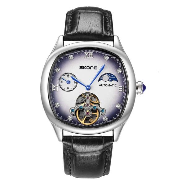 Designer watches Time and Space brand fully automatic mechanical watch, TikTok genuine leather hollow-out light luxury men's watch