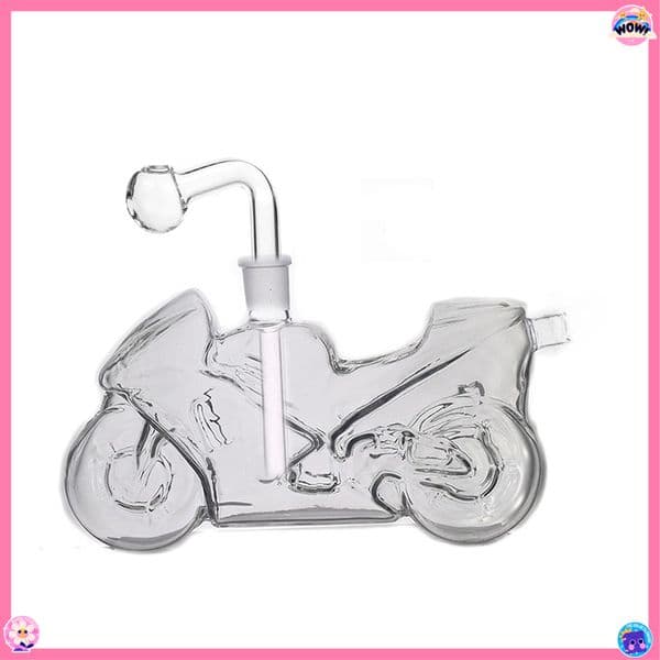 USA Popular Travel mini Motorcycle Shape Glass Oil burner water Bongs Pipes Bubbler Hookahs Smoking Beaker Water Bong with 14mm smoking tobacco Banger bowl