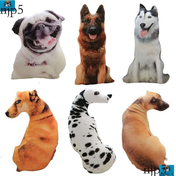 50cm Cute Simulation Dog Plush Toy 3D Printing Stuffed Animal Pillow Cartoon Cushion Kids Doll Home Decro Gift 251224