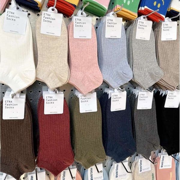 In-stock Korean women's 2611, new spring/summer ribbed candy-colored low-cut socks, ETNA solid color short socks
