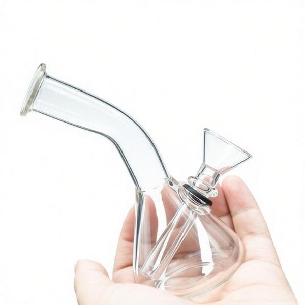 Wholesale Travel Beaker Glass tobacco Bong Mini Triangle Thick heady Smoking Glass Water Bongs hookah with removable smoking bowl