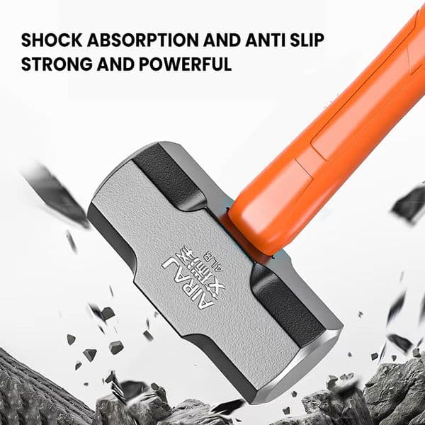 AIRAJ Dual-Color Overmold Grip Masonry Hammer Octagonal Hand Hammer Tool Wall Smashing Sledgehammer for Home Improvement