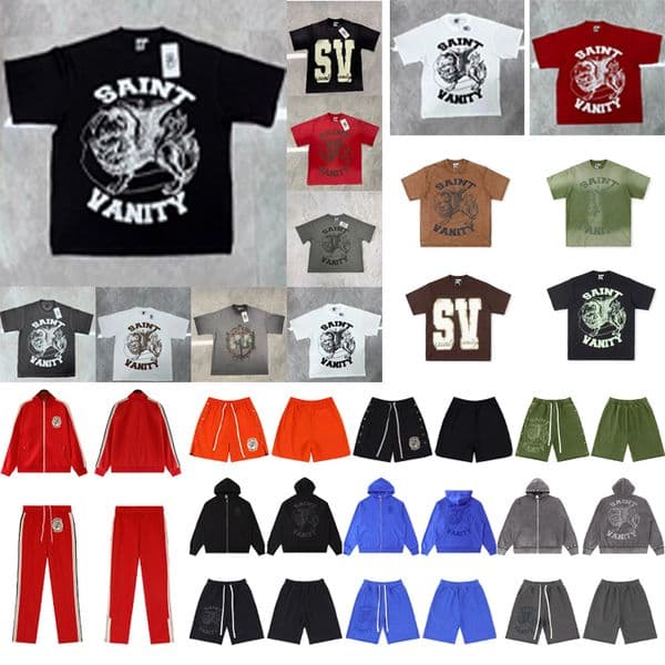 Shirt designer t shirt popular retro high street womens Saint Vanity ins same style letter printed casual short sleeved shorts tshirts brands Men's Clothing