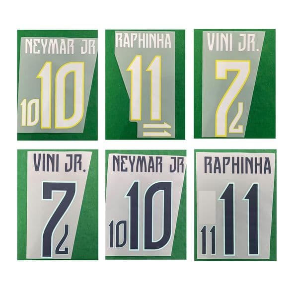 2526 National Team Nameset #10 Neymar Jr #7 Vini Jr #11 Raphinha Heat Transfer Soccer Patch Badge