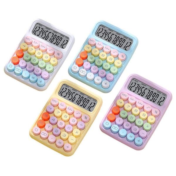 Dopamine Candy Color Calculators 12 Digits Large LCD Display Mechanical Dot Keyboard Desktop Cute Aesthetic Calculator Students Office Stationery HW0240