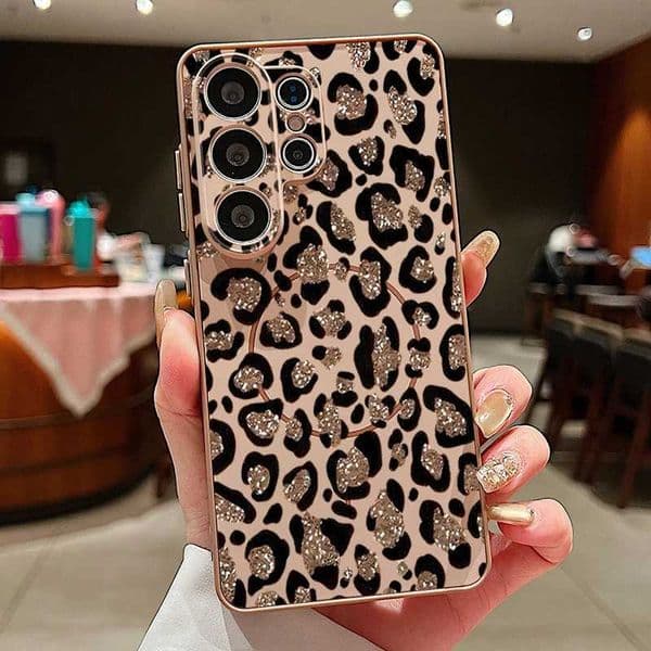 Magnetic Phone Case For Samsung Galaxy S25 S26 Ultra S24 S23 FE A17 A57 A56 A37 A16 A55 A15 A36 A55 Brown Leopard Print Cover S26330