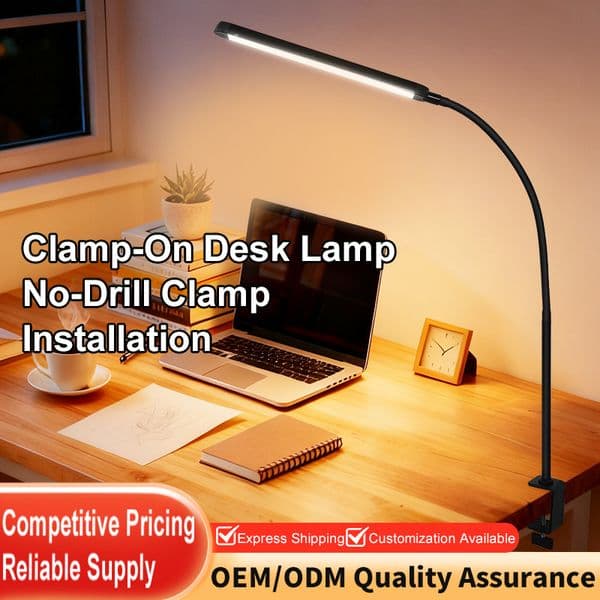 LED Clamp-on Desk Lamp Eye-Caring Study Light for Students Kids Flexible Gooseneck Table Lamp