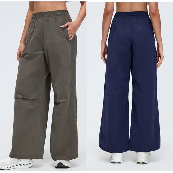 UU-L5749 Women's Fashion High Waist Cargo Pants Quick Drying Yoga Pants Pleated Loose Overalls Outdoor Waterproof Hiking Pants Straight Leisure Fitness Pants