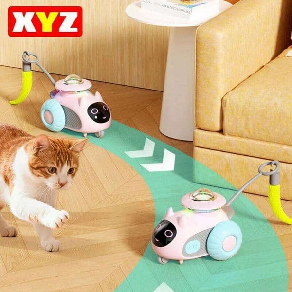 for Indoor Remote Control Smart Automatic Car with Tail Rechargeable LED Auto Moving Exercise Interactive Cat Toys