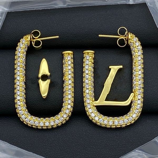 Never Fading Designer Ear Stud Earrings Gold Brass Copper Stamp Letter Earring Famous Womens Elegance Wedding Party Classic Jewelry Accessories