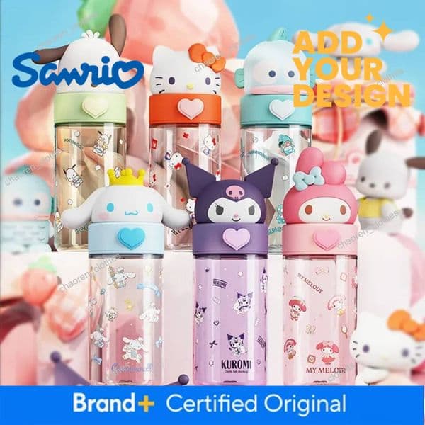500ml Kawaii Sanrio Dolls Transparent Cup Cartoon Hello Kitty Kuromi Cinnamoroll Melody Plastic Water Bottle Gifts
