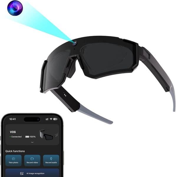 AI Smart Glasses with Camera 4K - Polarized Sunglasses with Camera, UV400 Lens, ChatGPT Enabled, EIS Stabilization, Dual Mic Noise Canceling, IP54 for Cycling Hiking