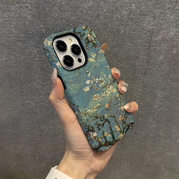 2026 Designer Oil Painting By Van Gogh - Cherry Blossoms. Suitable For Apple 17 Pro Max Phone Case. Comes With Magnetic Protective Film Double-layer Anti-drop Design
