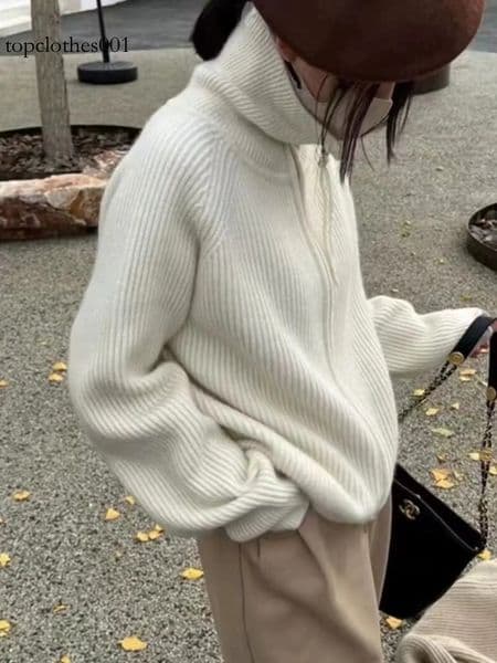 2023 Autumn And Winter New Double Zipper 100% Pure Cashmere Thick Knit Cardigan Women Loose Lapel Sweater Coat