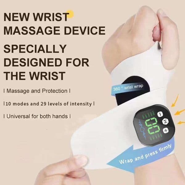 Electric Massager 5 Compress 3 Levels Vibration Massage Wrist Guard Band Carpal Tunnel