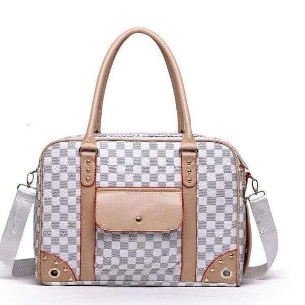 Luxury Designer Tote Bag 2026 for New Cats & Dogs - High-Quality Breathable Brown Leather Pet Carrier 26H03316