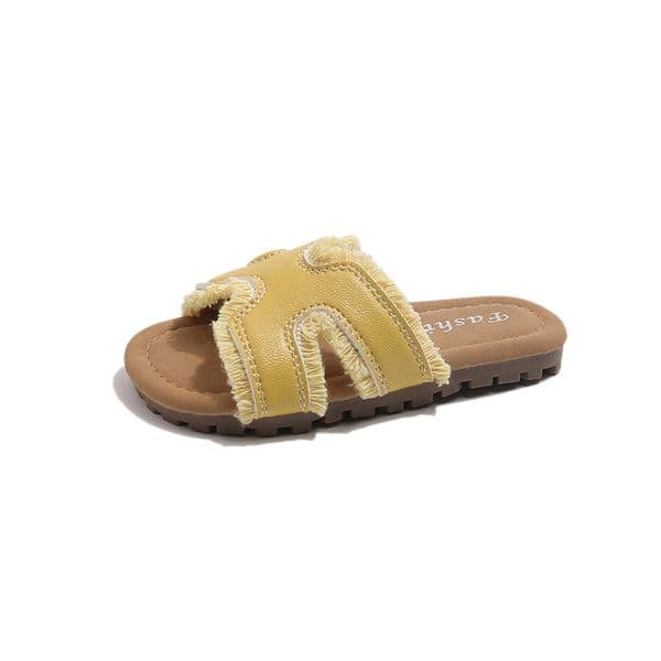 2026 Trendy Kids Fashion H-strap Fringe Slippers Summer Casual Sandals Lightweight Soft Sole Non-slip Wear-resistant Shoes daily wear and outdoor activities