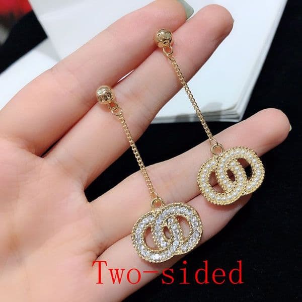 Crystal Designer Dangling Earrings Pearl Stainless Steel C- Letter Earring Womens Elegance Perfect for Formal and Casual Wear Wedding Classic Jewelry C-